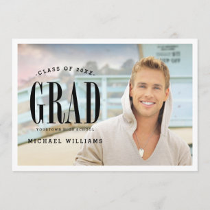 Big Bold Grad Partei für den Foto von White Text Einladung