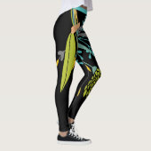 Big Bold Lime Green Blue Botanic Leggings (Rechts)