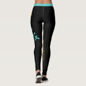 Big Bold Lime Green Blue Botanic Leggings (Rückseite)