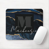 Big Bold Monogram Blue Agate Mousepad (Mit Mouse)