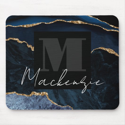 Big Bold Monogram Blue Agate Mousepad (Vorne)