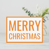 Big Bold Orange Frohe Weihnachts White Foto Card Einladung (Stehend Vorderseite)