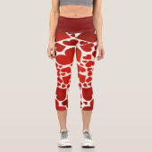 Big Bold Red Hearts Active Wear Capri Leggings (Vorderseite)