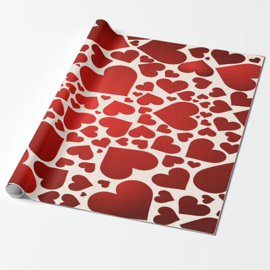 Big Bold Red Liebe Hearts Geschenkpapier (Ungerollt)