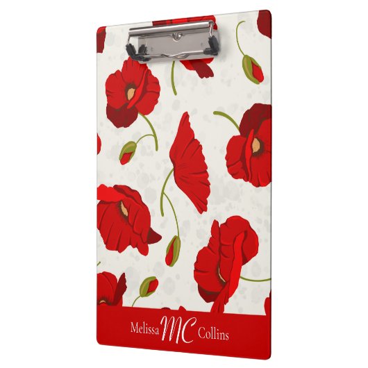 Big, Bold, Red Poppies Clipboard Klemmbrett (Links)
