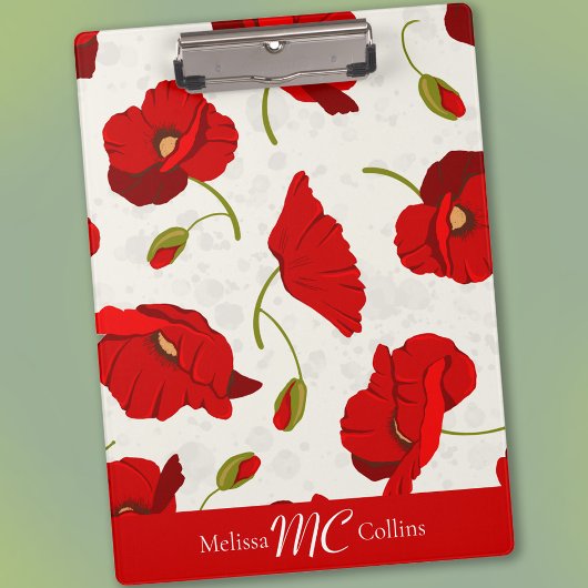 Big, Bold, Red Poppies Clipboard Klemmbrett