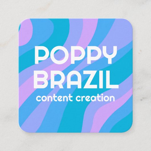 BIG BOLD RETRO Curvy Wavy Stripes Blue Bright Quadratische Visitenkarte (Vorderseite)
