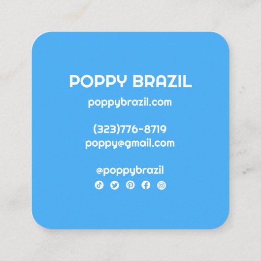 BIG BOLD RETRO Curvy Wavy Stripes Blue Bright Quadratische Visitenkarte (Rückseite)