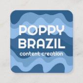 BIG BOLD RETRO Curvy Wavy Stripes Cool Blue Quadratische Visitenkarte (Vorderseite)