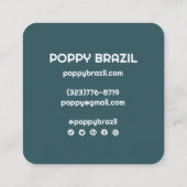 BIG BOLD RETRO Curvy Wavy Stripes Pink Aquamarin Quadratische Visitenkarte (Rückseite)