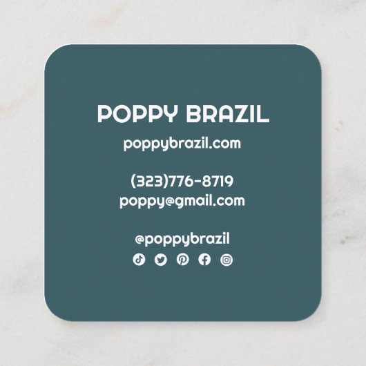 BIG BOLD RETRO Curvy Wavy Stripes Pink Aquamarin Quadratische Visitenkarte (Rückseite)