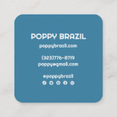 BIG BOLD RETRO Curvy Wavy Stripes Soft Pink Blue Quadratische Visitenkarte (Rückseite)