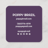 BIG BOLD RETRO Lila Wavy Stripes Quadratische Visitenkarte (Rückseite)