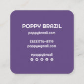 BIG BOLD RETRO Lila Wavy Stripes Quadratische Visitenkarte (Rückseite)