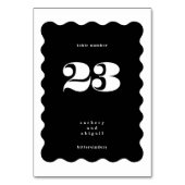 BIG Bold Scalloped Border White Black Wedding Tischnummer (Rückseite)