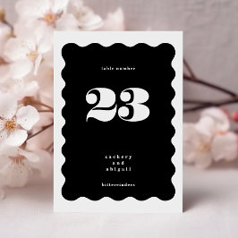 BIG Bold Scalloped Border White Black Wedding Tischnummer