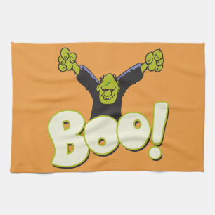 Big BOO - Frankenstein Monster Halloween Orange Geschirrtuch