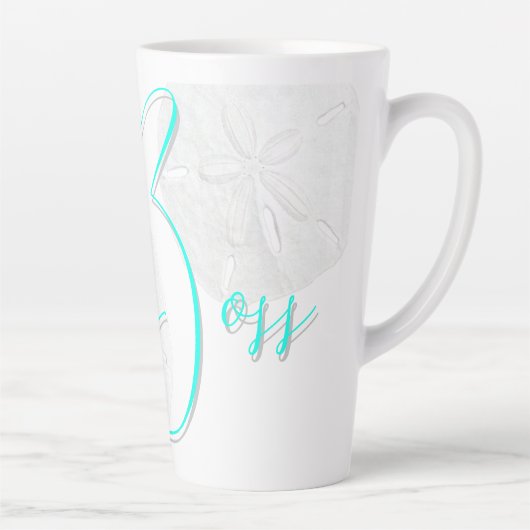 Big Boss Text Sand Dollars Latte Tasse (Rechts)