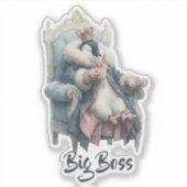 Big Boss Winter Penguin Design Aufkleber (Vorderseite)