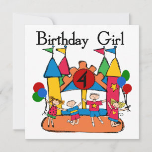 Big Bounce Girl 4. Geburtstag T - Shirt und Gesche Karte