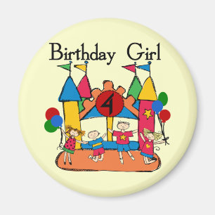 Big Bounce Girl 4. Geburtstag T - Shirt und Gesche Magnet