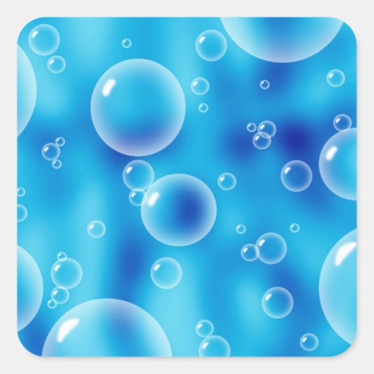 Big Bouncing Blue Bubbles Quadratischer Aufkleber (Vorderseite)