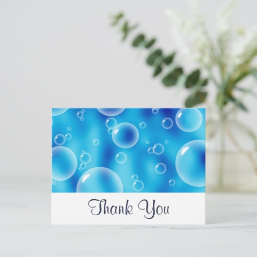 Big Bouncing Blue Bubbles Vielen Dank Postkarte (Stehend Vorderseite)