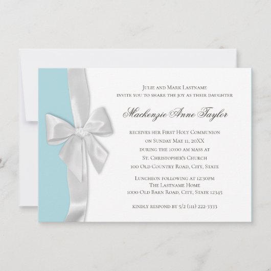 Big Bow First Communation Einladung (Vorderseite)