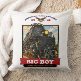 Big Boy 4014 Steam Locomotive Retro Illustration Kissen