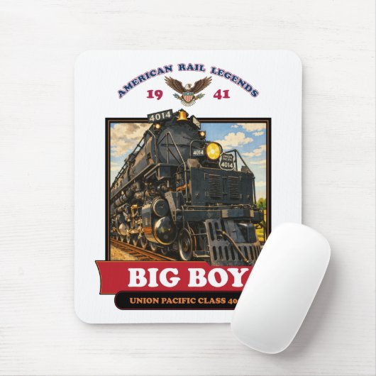 Big Boy 4014 Steam Locomotive Retro Illustration Mousepad (Mit Mouse)