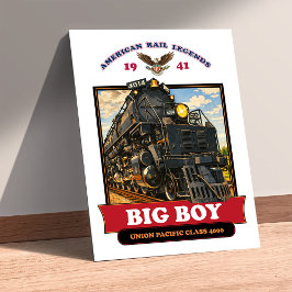 Big Boy 4014 Steam Locomotive Retro Illustration Poster