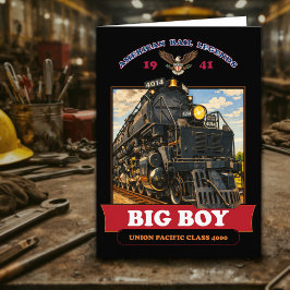 Big Boy 4014 Steam Locomotive Vintage Illustration Dankeskarte