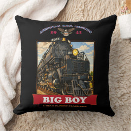 Big Boy 4014 Steam Locomotive Vintage Illustration Kissen