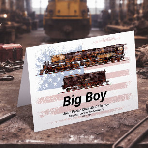Big Boy Vintag Steam Train American Locomotive Dankeskarte