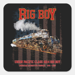 Big Boy Vintage-Dampflokomotive Amerikanische Loko Quadratischer Aufkleber