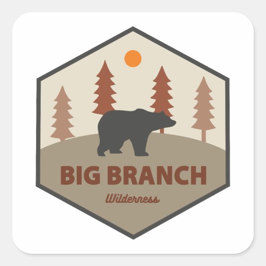 Big Branch Wilderness Vermont Bear Quadratischer Aufkleber (Vorderseite)