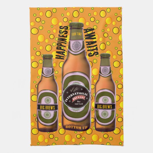 BIG BREWS Glück wartet Geschirrtuch (Vertikal)