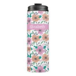 Big Bright Flowers Personalized Thermosbecher