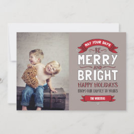Big Bright & Merry Holiday Foto Card Feiertagskarte
