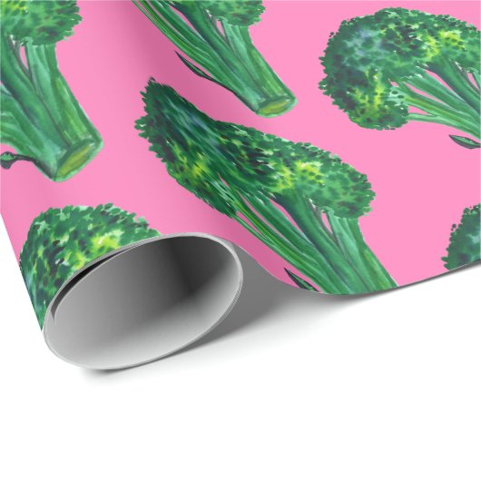 Big Broccoli rosa und grüne Geschenkpackung Aquare Geschenkpapier (Rolleneckpunkt)
