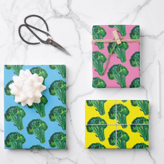 Big Broccoli Watercolor Muster bunte Geschenke Geschenkpapier Set (Vorderseite)