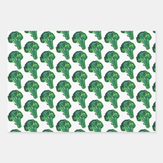 Big Broccoli Watercolor Muster Geschenk Geschenkpapier Set (Vorderseite)