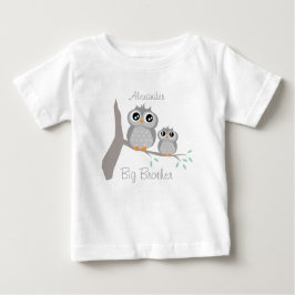 Big brother adjustable name with cute owls baby t-shirt