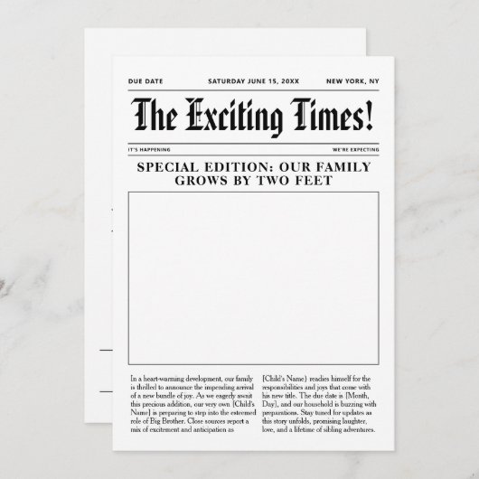 Big Brother Announcement Newspaper Ankündigung (Vorne/Hinten)