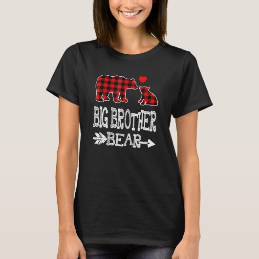 Big Brother Bear Red Buffalo Karierter Oma Bär T-Shirt (Vorderseite)