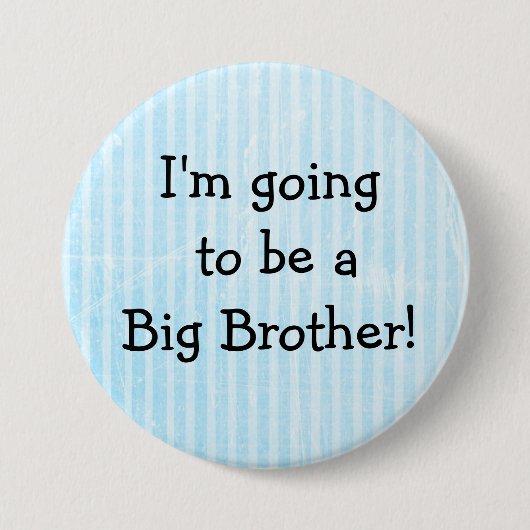 'Big Brother' Button Blue Birth Announcement Butto (Vorderseite)