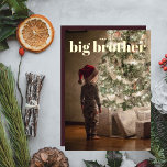 Big Brother Christmas Prenouncancy Card Folien Feiertagskarte<br><div class="desc">Bald,  um ein großer Bruder zu sein! Niedlich Holiday Pregnancy Announcement Card. Ideal für Weihnachten. Es kann personalisiert sein.</div>