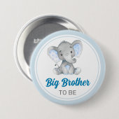 Big Brother Elephant Peanut Blue Baby Boy Dusche Button (Vorne & Hinten)