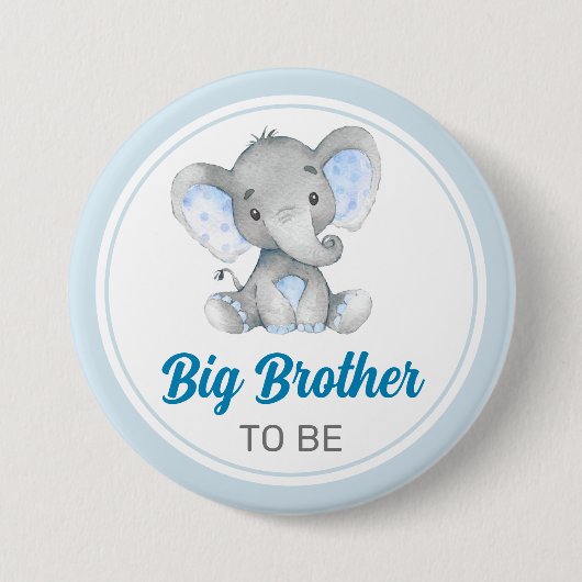 Big Brother Elephant Peanut Blue Baby Boy Dusche Button (Vorderseite)