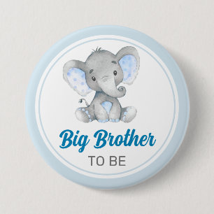 Big Brother Elephant Peanut Blue Baby Boy Dusche Button